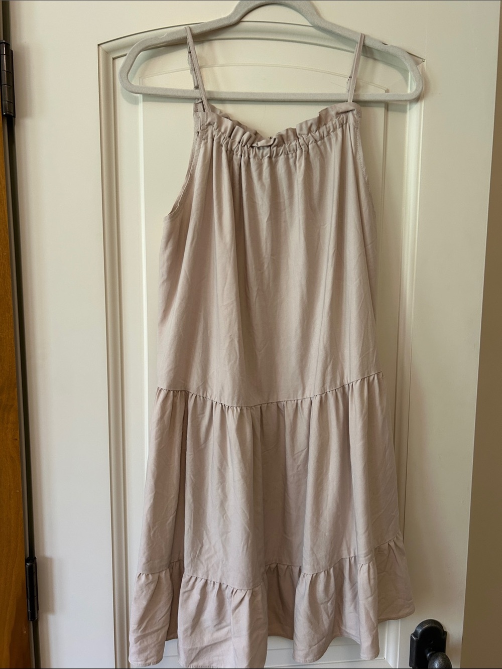 Light Beige Tiered Maxi Skirt with Spaghetti Straps